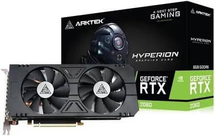 Arktek GeForce RTX 2060 Dual 6GB GDDR6 Graphics Card, 14Gbps Memory Clock, 192-Bit Memory Bus, 1680MHz Engine Clock, 1x DP, 1x HDMI, 1x DVI, Black | TU106-200-KA-A1