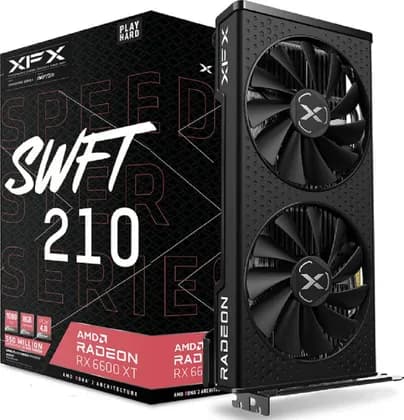 XFX Speedster SWFT 210 AMD Radeon RX 6600 XT Core Graphics Card, 8GB GDDR6 128 Bit, 16 Gbps, 2359 MHz Game Clock, AMD RDNA 2, PCI-E 4.0, HDMI 3xDP | RX-66XT8DFDQ