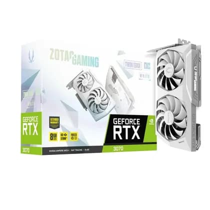 Zotac Nvidia GeForce RTX 3070 Gaming Twin Edge OC LHR White Edition Ampere 8GB GDDR6 Graphics Card, 256 Bit, PCIe 4.0 (x16), 3 x DisplayPort 1.4a, 1 x HDMI 2.1 | ZT-A30700J-10PLHR