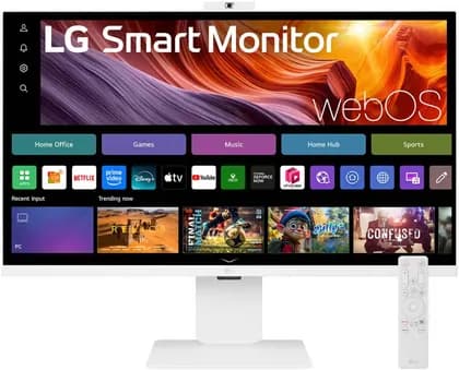 LG 32U850SA-W Smart Monitor, 32" IPS Display, 4K UHD Resolution, 60Hz Refresh Rate, 5ms (GtG) Response Time, Built-in Camera, HDR10, Flicker Safe, Auto Brightness, webOS, White | 32U850SA-W.AMA
