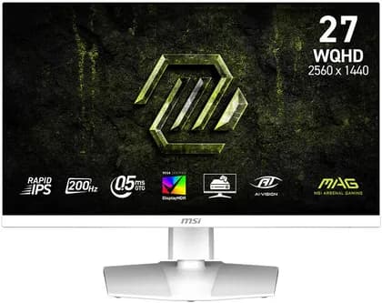 MSI MAG 274QRFW E20 Gaming Monitors, 27" Rapid IPS Display, WQHD Resolution, 200Hz Refresh Rate, 0.5ms (GtG) Response Time, Adaptive-Sync Technology, 1.07B Color Display | 9S6-3CF99T-015 / 001