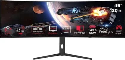 GAMEON GOC49DQHD120 Curved Gaming Monitor, 49" VA Display, DQHD Resolution, 120Hz Refresh Rate, 0.5ms (MPRT) Response Time, FreeSync, Adaptive Sync, Black | GOC49DQHD120