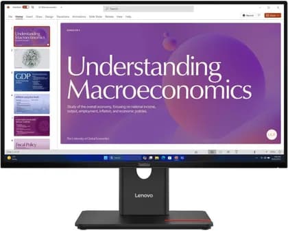 Lenovo ThinkVision T24D-40 Monitor, 24" IPS Display, FHD Resolution, 120Hz Refresh Rate, 4ms (GtG Extreme Mode) Response Time, 16.7m Color Display, Black | 64B9GAT1UK