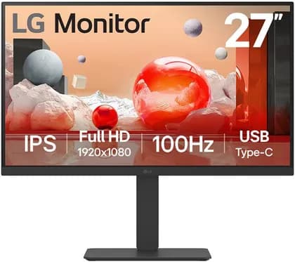 LG 27BA650 USB-C Monitor, 27" IPS Display, FHD Resolution, 100Hz Refresh Rate, 5ms (GtG) Response Time, 16.7m Color Display, Built-In Speakers, Anti-Glare Surface Treatment | 27BA650-B