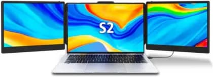 V2com S2 Triple Laptop Screen Extender 14'' Full HD IPS Laptop Monitor Extender with 180° Rotation, Dual-Screen Modes & Plug-and-Play Compatibility for Windows, macOS, Android, PS5, Xbox | S2