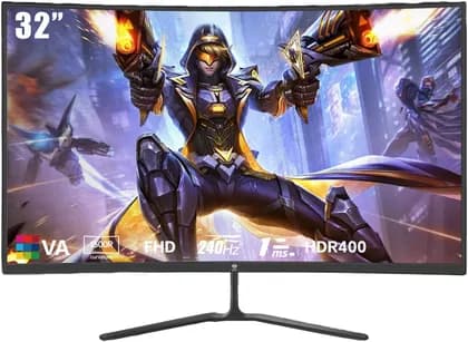 GXM EW32RFA Curved Gaming Monitor, 32" VA Display, FHD Resolution, 240Hz Refresh Rate, 1ms (MPRT) Response Time, AMD FreeSync & G-Sync Technology, 16.7m Color Support, Black | EW32RFA