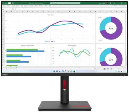 Lenovo ThinkVision T32h-30 Monitor, 32" IPS Display, QHD Resolution, 60Hz Refresh Rate, 4ms (Extreme Mode) Response Time, 1.07b Color Support, Anti-Glare Features, Black | 63D3GAT1UK
