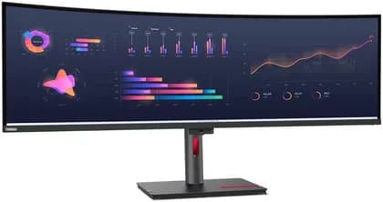 Lenovo ThinkVision P49w-30, 49" Dual QHD Curved 4ms Multitask IPS Monitor, 98% DCI-P3 with 1.07Bn Colors, eKVM, KVM Switch, 2* 5W Speakers, USB-C, USB 3.2, TB-4, HDMI 2.1, DP 1.4, Black | 63DBRAT1UK