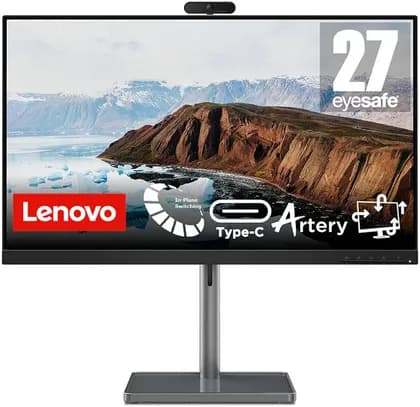 Lenovo L27m-30 27" FHD IPS Monitor with L50 Webcam 75 Hz Refresh Rate & 4 ms (GtG) Response Time, AMD Freesync, 3Wx2 Speakers, Tilt Stand - USB-C / HDMI & VGA, Raven Black | 66DEKAC2AE