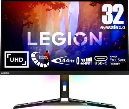 Lenovo Legion Y32p-30 31.5" 4K-UHD-Pro IPS Gaming Monitor, 144Hz Refresh Rate & 0.5ms MPRT, 99% sRGB, AMD FreesSync Premium, 2x 5W Speakers, HDMI 2.1 / DP 1.4 / USB-C 3.2 Gen, Black | 66F9UAC6UK