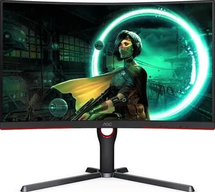 AOC C27G3 27” Curved Farmless VA Gaming Monitor G3, FHD 1080P, 1ms Response Time, 165hz, Adaptive Sync, HDR Mode, 2xHDMI + DisplayPort, Height Adjustable, Black/Red | MONAOC82703