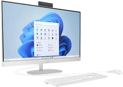 HP All-in-One 27-cr0164 Desktop Computer, 27" FHD IPS Display, Intel Core Ultra 7 155U, 8GB RAM, 512GB SSD, Intel Graphics, Wired English Keyboard & Mouse, No OS, White | D18XGEA