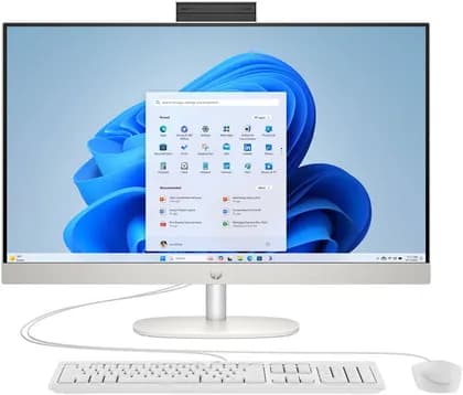 HP All-in-One AI 27-cr2043nh Desktop Computer, 27" FHD IPS Display, Intel Core Ultra 5 225U, 8GB RAM, 512GB SSD, Intel UHD Graphics, Wired Keyboard & Mouse, No OS, White | D30C6EABH5