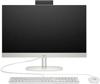HP All-in-One 24-cr0125nh Desktop Computer, 24" FHD IPS Touch Display, Intel Core i7-1355U, 8GB RAM, 512GB SSD, Intel Iris Xe Graphics, Wired Keyboard & Mouse, No OS, White | 91G35EABH50
