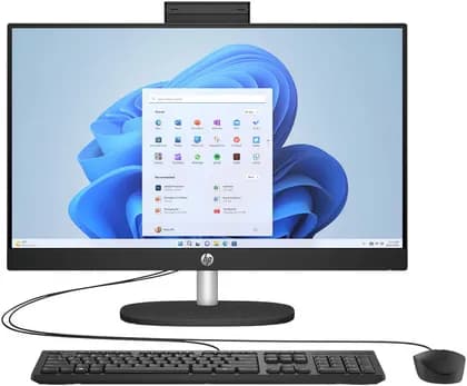 HP All-in-One 24-cr0308nh Desktop Computer, 24" FHD IPS Display, Intel Core i5-1334U, 8GB RAM, 512GB SSD, Intel Iris Xe Graphics, Wired Keyboard & Mouse, No OS, Black | B73T9EABH5