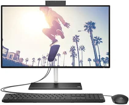 HP 24-cb1018nh All-In-One Desktop Computer, 23.8" FHD IPS Touch Display, Intel Core i5-1235U, 8GB RAM, 512GB SSD, Intel UHD Graphics, HP 225 Wired Mouse Keyboard, No OS, Black | 6V338EABH5