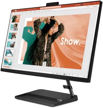 Lenovo IdeaCentre AIO 3 27IAP7 Desktop PC, 27" FHD IPS, Intel Core i5-1240P, 8GB RAM, 512GB SSD, NVIDIA GeForce MX550 2GB, Calliope Wireless ENG-ARB KB & Wireless Mouse, No OS, Black | F0GJ003AAX