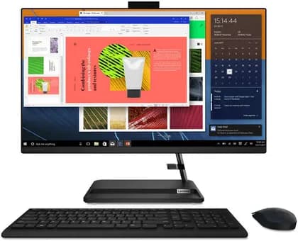 Lenovo IdeaCentre AIO 3 AIO Desktop Computer, 27" FHD IPS Display, Intel Core i7-1165G7, 8GB RAM, 1TB HDD, NVIDIA GeForce MX450 2GB, Wireless Arabic KB & Mouse, No OS, Black | F0FW0057AX