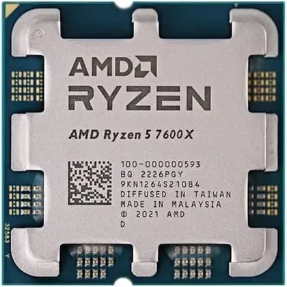 AMD Ryzen 5 7600X 4.7 GHz AM5 105W Desktop Processor, 6 Cores & 12 Threads, 5.3 Ghz Max Boost Clock, 32MB L3 Cache, AMD Radeon Graphics, 2CH-DDR5-5200 / 128GB Max, Zen 4 Arc | 100-000000593 Tray