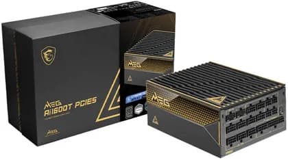 MSI MEG Ai1600T PCIE5 Fully Modular Power Supply, 1600W Power, 80 PLUS Titanium Efficiency, Double Ball Bearing, Interleaved PFC, Black | 306-7ZPEX18-CE0