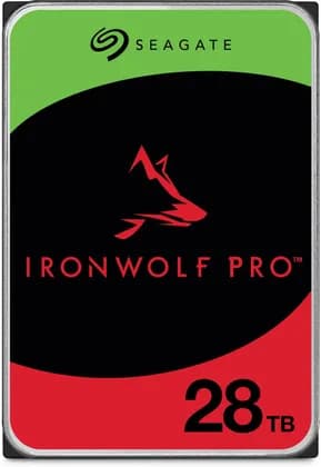Seagate 28TB IronWolf Pro Internal Hard Drive, SATA 6Gb/s Interface, 512MB Cache, 7200 RPM Spindle Speed, 270MB/s Transfer Rate, 2,500,000 Hours MTBF, CMR Recording Technology | ST28000NT000