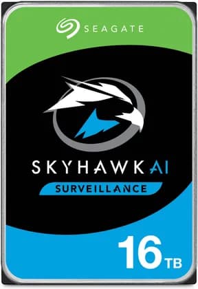 Seagate Skyhawk AI 16TB SATA 6Gb/s 3.5" Internal Hard Drive, 512MB Cache, 7200RPM Speed, 285/272Mb/s Max Transfer Rate, For DVR NVR Security Camera System | ST16000VE004