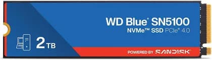 Sandisk WD Blue SN5100 Internal Solid State Drive, 2TB Capacity, 7100MB/s Read & 6700MB/s Write Sequential Speed, PCIe Gen 4.0, M.2 2280 Form Factor, Blue | WDS200T5B0E