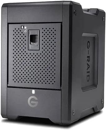 SanDisk Professional 104 TB G-RAID Shuttle 4 Enterprise-Class 4-Bay 3.5" External Hard Drive, 700MB/s Read Speed, 850MB/s Write Speed, TB 3 & USB 3.2 Gen 2, Win & macOS, Black | SDPH34H-104T-MBAAB