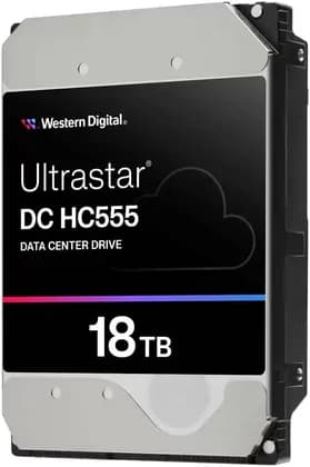 Western Digital Ultrastar HC555 Data Center HDD Storage, 3.5" Form Factor, 18TB SATA Interface, SE Security, Up to 285 MB/s Transfer Rate, 512MB Cache Size, EAMR Recording Technology | 0B48723