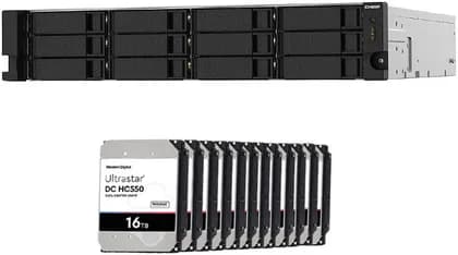 QNAP TS-1232PXU-RP-4G 12-Bay 192TB (12 x16TB) NAS Bundle with WD Ultrastar DC HC550 16TB 3.5" HDD, 512MB, 7200rpm, ARM Cortex-A57 Quad-Core CPU, 4GB DDR4 RAM, 2 x 2.5GbE RJ45 | 2 x 10GbE SFP+