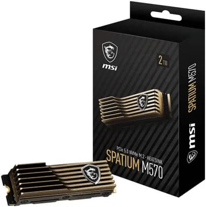 MSI Spatium M570 2 TB PCIe 5.0 NVMe M.2 HS Internal SSD with Heatsink, Up to 10000Mbps Sequential Read & 10000 Mbps Write Speeds, 3D NAND Flash, PHISON E26, 1.6 Million Hours MTBF | S78-440Q560-P83