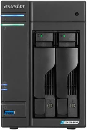 Asustor Lockerstor 2 Gen2 AS6702T 2-Bay NAS Enclosure, Intel Celeron N5105 2.0GHz CPU, 4GB SO-DIMM DDR4 Memory, 4x M.2 Drive Slot, 3.5"/2.5" SATA HDD, 2.5" SATA SSD & M.2 2280 NVMe, Black | AS6702T
