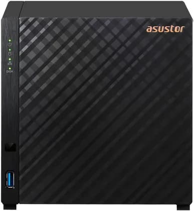 Asustor Drivestor 4 AS1104T 4-Bay NAS Enclosure, Realtek RTD1296 1.4GHz CPU, 1GB DDR4 Memory, 3.5" SATA HDD Drive Bays, 2x USB 3.2/Ethernet Ports, Black | AS1104T