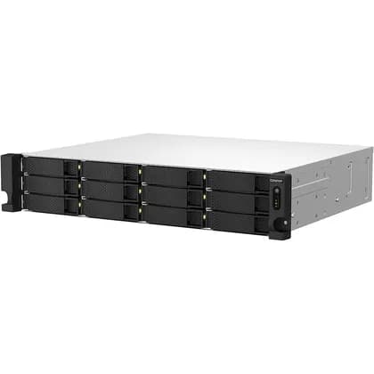 Qnap 12 Bay NAS Server, Intel Celeron N5095/N5105 Processor, 2U Rackmount, 2.5 GbE Connectivity, PCIe Expansion, 4GB DDR4 Memory, 3.5-inch SATA 6Gb/s Drive Bay | TS-1264U-RP-4G