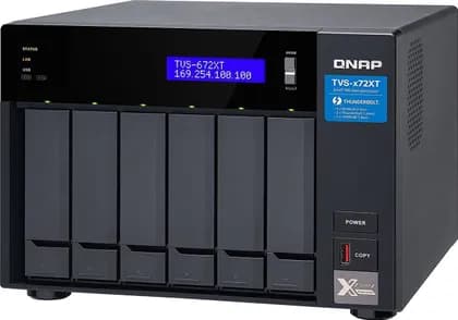 QNAP Ultra High Speed 6 Bay NAS System Network Storage, Intel Core i5-8400T 6 Core Processor, 8GB DDR4 RAM, 3.5"/2.5" HDD/SSD Slot x 6,Thunderbolt 3, Black | TVS-672XT-i5-8G-US