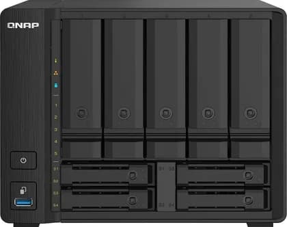 QNAP TS-932PX-4G 5+4 Bay High-Speed NAS Server, with 2 10GbE & 2.5GbE Ports, 64-bit ARM, 4GB SODIMM DDR4 System Memory, 5 x 3.5" / 4 x 2.5" SATA Drive Bays, LAN, USB, Black | ‎TS-932PX-4G-US