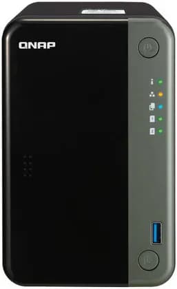 QNAP TS-253D-4G 2 Bay NAS for Professionals with Intel® Celeron® J4125 CPU and Two 2.5GbE Ports, 3.5"/2.5" SATA HDD & 2.5" SATA SSD Drive Compatible, Black/Green | TS-253D-4G