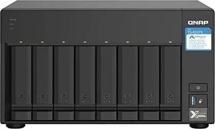 QNAP 8-Bay NAS, AL324 64-bit Quad-core 1.7GHz, 4GB DDR4 SODIMM RAM (1 x 4GB, Max 16GB), 8 x 3.5"/ 2.5" Drive Slots, 2 x 10GbE SFP+ LAN, 2 x 2.5GbE LAN, 3 x USB 3.2 Gen1 | TS-832PX-4G