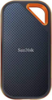 SanDisk 2TB Extreme PRO Portable SSD V2, USB 3.2 Gen 2x2 Type-C, Up to 2000 MB/s Read & Write Speeds, 256-Bit AES Hardware Encryption, Carabiner Loop, IP55, Black - Orange | SDSSDE81-2T00-G25