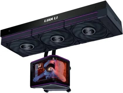 Lian-Li HydroShift II OLED Curved Liquid CPU Cooler, 360mm Radiator, 3x UNI FAN P28 V2 Fans, 6.67″ 2K 60Hz Curved OLED Display, 3000 RPM Fan Speed, Black | GHS2OLDC36PB