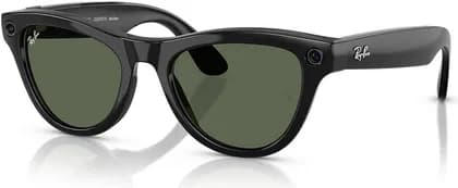 Ray-Ban Meta Skyler Smart Glasses, Size 52, Advanced Camera & Video, Integrated Speakers & Microphones, Smart Controls, Battery & Storage, Shiny Black / G-15 Green | RW4010