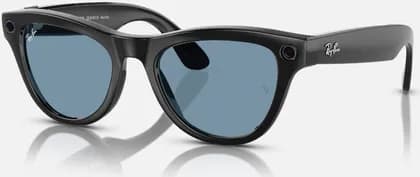 Rayban Meta Skyler Smart Glasses, Advanced Camera & Video, Integrated Speakers & Microphones, Smart Controls, Battery & Storage, Shiny Black / Clear to Transitions Cerulean Blue | RW4010E0