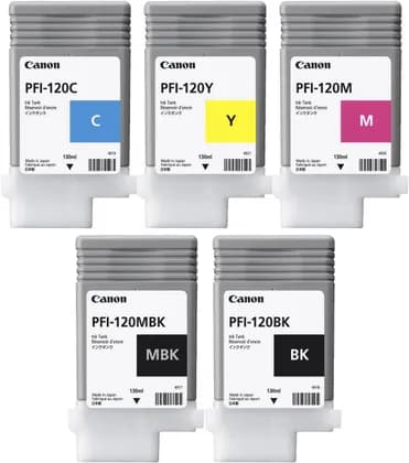 Canon PFI-120 Ink Cartridge, 130ml Each, Black, Matte Black, Cyan, Yellow & Magenta, For imagePROGRAF TM-200,TM-300 & TM-305