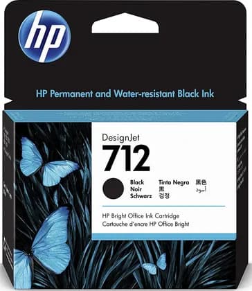 HP 712 38ml Jet Ink Cartridge, Pigment Based, For Design Jet T650 / T630 / T250 / T230 & Studio, Black | 3ED70A