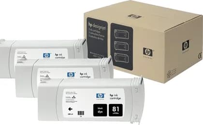 HP 81 3-Pack 680-ml Black DesignJet Dye Ink Cartridges - Black | C5066A