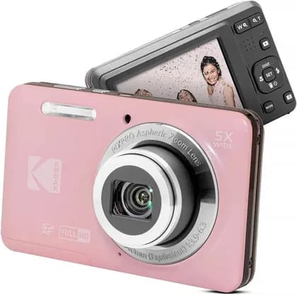 Kodak PIXPRO FZ55 Digital Camera, 2.7" LCD, 16.35 MP Sensor, 5x Optical Zoom, 1080p Full HD Video, Wide Angle Lens, Face, Smile, Blink & Pet Detection, Digital Image Stabilization, Pink | FZ55