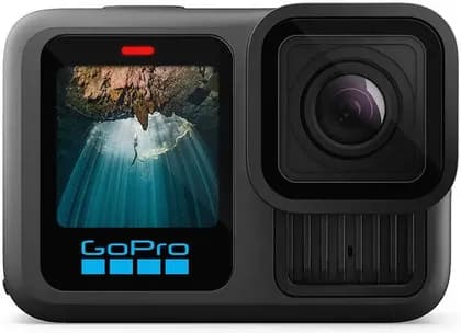 GoPro Hero13 Action Camera, 5.3K Professional Video, 27.6MP Active Pixels, 3 Microphones, Stereo Audio, Rugged + Waterproof, BLE 5.3, USB-C, Removable 1900mAh Enduro Battery, Black | CHDHX-131-TH