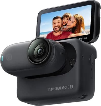 Insta360 GO 3s Camera, Up to 4K Video Resolution, 120Mbps Max Video Bitrate, 128GB Storage, Action Pod, Auto Stabilization, with Apple FindMy, Magnet Pendant, Clip, Midnight Black | GO 3S