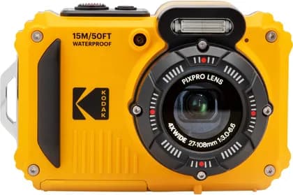Kodak PIXPRO WPZ2 Action Camera, 2.7" 230K LCD, 16MP BSI CMOS Sensor, 1080p HD Video, 15m Waterproof, 2m Shockproof, Digital Image Stabilization, Rechargeable Li-ion Battery, Wi-Fi, Yellow | WPZ2