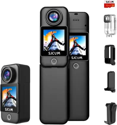 SJCAM C300 Action Camera , 1.3" Dual Touchscreen Display, 4K30fps, 2.4G/5G Dual WiFi, 20MP Helmet Camera, 6-axis EIS Underwater Camera, 30 m Waterproof, 2800 + 1000 mAh Dual Battery, Black | C300